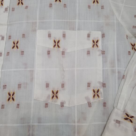 Vintage 70s JCPenney Dagger Collar Button Shirt Medium 15.5 33 Made In USA - Picture 3 of 14